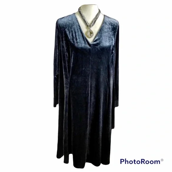 Amanda Uprichard Dress Velvet Fit Flare Gray 1X - Picture 10 of 11